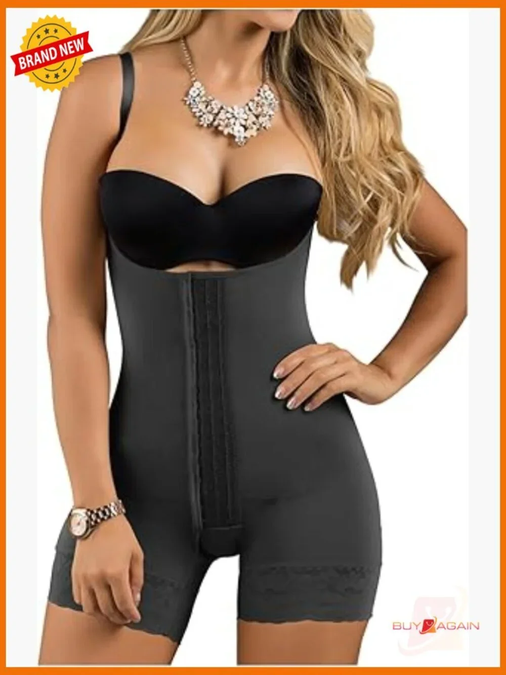 Tummy Control Shapewear Bodysuit with Open Crotch, High Compression Faja for